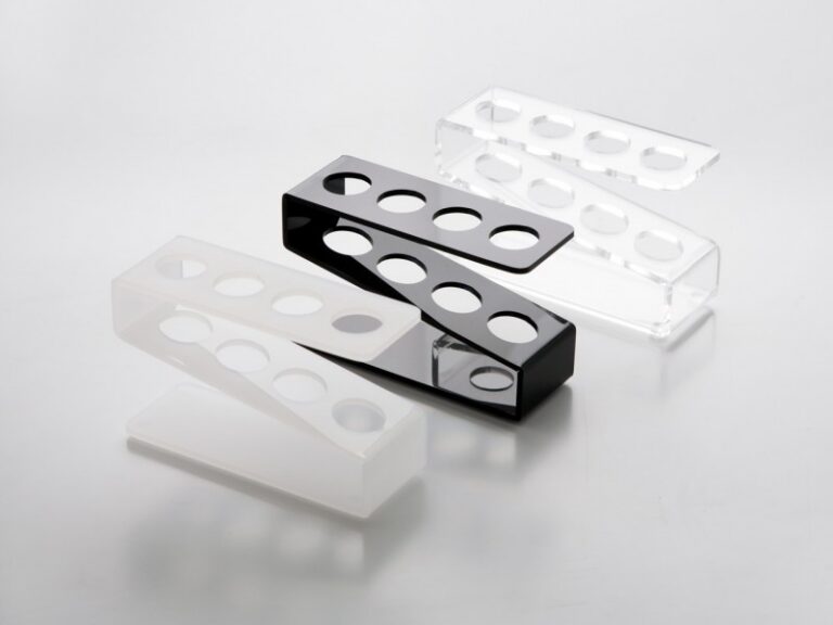 4 Hole Black Plexiglass Display For Labo Tubes